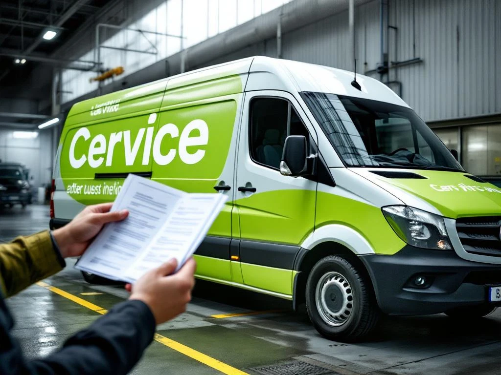 Witte Mercedes Sprinter bestelwagen met groene bedrijfsgraphics tijdens officiële keuring bij Nederlandse inspectiedienst